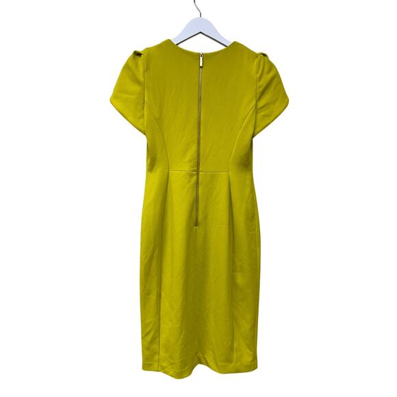 Calvin Klein Size 6 Yellow Tulip Sleeve Crepe Work Cocktail Sheath Knee Dress - Picture 7 of 16